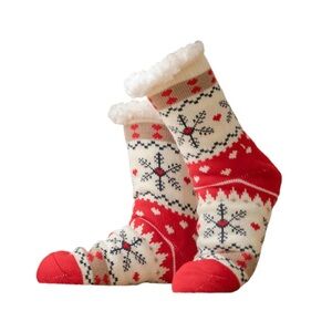Winter Snowflake Socks - Red and White